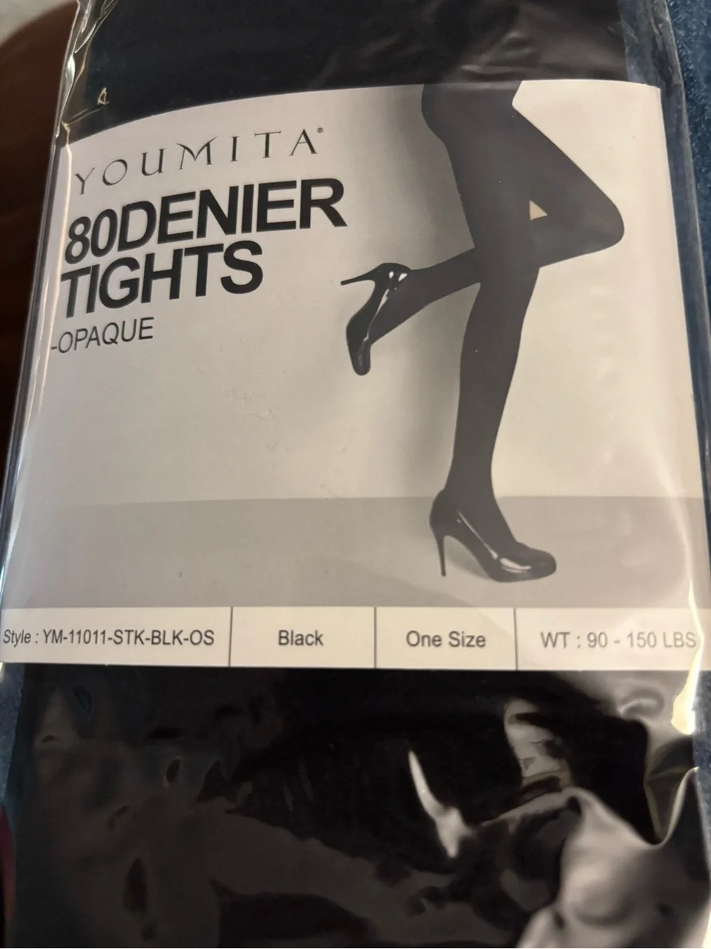 Youmita Black 80 Denier Opaque Tights. 90 - 150 pounds.